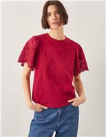 Monsoon Jersey Broderie Top Red
