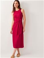 Pure Cotton Tie Waist Midi Column Dress