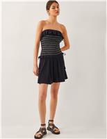 Monsoon Heidi Striped Ruffle Bandeau Top Black