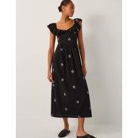 Monsoon Pure Cotton Floral Skater Dress Black