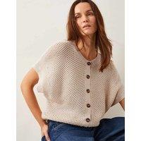 Pure Cotton Textured Batwing Sleeve Cardigan
