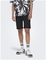 ONLY & SONS Cotton Rich Turn-Up Shorts Black