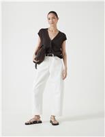 High Waisted Barrel Leg Ankle Grazer Jeans