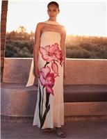 Aurora Yellow Floral Scarf Detail Bandeau Dress