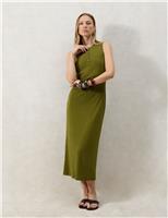 RO&ZO Olive Rib Column Dress Dark Green