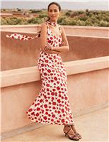 Ella Red Poppy-Print Scarf Detail Maxi Dress