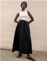 RO&ZO Pure Cotton Poplin Midaxi A-Line Skirt Red