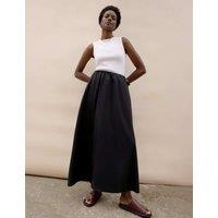 RO&ZO Pure Cotton Poplin Midaxi A-Line Skirt Black