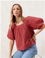 Rust Broderie Anglaise Cotton Smock Top