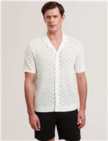Ted Baker Silk Rich Textured Short Sleeve Shirt White