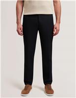 Ted Baker Tapered Fit Linen Rich Single Pleat Trousers Black
