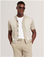 Textured Cuban Collar Knitted Shirt