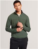 Modal Blend Textured Half Zip Sweatshirt