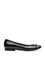 Clarks Wide Fit Patent Bow Flat Ballet Pumps Black