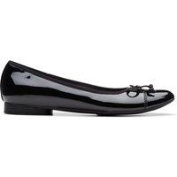 Clarks Wide Fit Patent Bow Flat Ballet Pumps Black