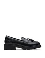 Leather Tassel Block Heel Loafers