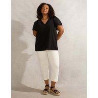 V-Neck Lace Insert Angel Sleeve Blouse