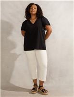 V-Neck Lace Insert Angel Sleeve Blouse