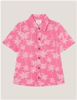 Cotton Blend Palm Print Shirt