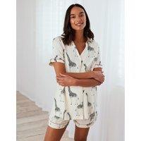 Chelsea Peers Maternity Cotton Rich Giraffe Print Short Pyjama Set - White White