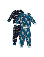 2pk Jersey Car & Giraffe Crew Neck Pyjama Sets (1-12 Yrs)