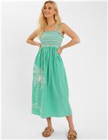 Pure Cotton Striped Midi Beach Dress