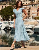 Pure Lyocell Belted Midaxi Tiered Dress