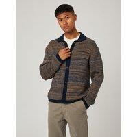 Peregrine Pure Cotton Patterned Knitted Shirt Navy Mix