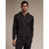 Boss Cotton Rich Zip Up Hoodie Black