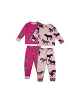 2pk Zebra Print Crew Neck Pyjama Sets (1-12 Yrs)