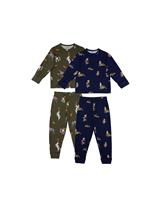 2pk Dog Print Crew Neck Pyjama Sets (1-12 Yrs)