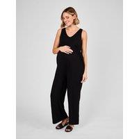 JoJo Maman Bb Maternity Jersey Wide Leg Jumpsuit Black