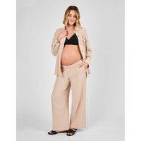 JoJo Maman Bb Maternity Pure Cotton Textured Trousers Beige
