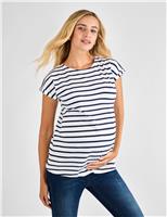 JoJo Maman Bb Maternity Pure Cotton Striped T-Shirt White Mix