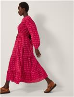 Monsoon Poppy Long Sleeve Tiered Midi Dress Red Red