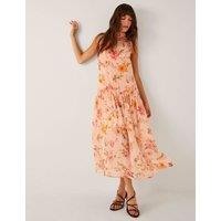 Monsoon Cassia Floral Print Midi Dress Nude Nude