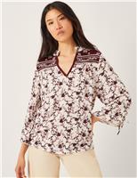 Monsoon Floral V-Neck Top Ivory