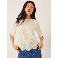 Monsoon Embroidered Crew Neck Top Ivory