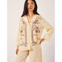 Monsoon Floral Embroidered Shirt Ivory