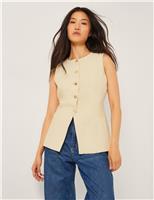 Monsoon Tailored Collarless Waistcoat Yellow