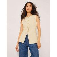 Monsoon Tailored Collarless Waistcoat Yellow