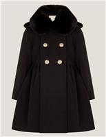 Cotton Rich Hooded Faux Fur Collar Coat