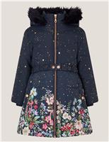 Floral Belted Hooded Coat (3-15 Yrs)