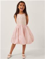 Sequin Bubble Hem Party Dress Pink