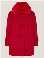 Faux Fur Bow Coat (3-13 Yrs)