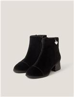 Velvet Glitter Heel Charm Ankle Boots (10 Small-4 Large)