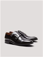 Leather Double Monk Strap Shoes