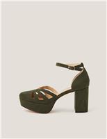 Suede Cut Out Platform Heels
