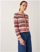 Jacquard Fair Isle Cardigan with Wool
