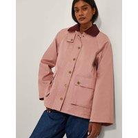 Monsoon Cotton Blend Cord Collared Utility Jacket Light Pink